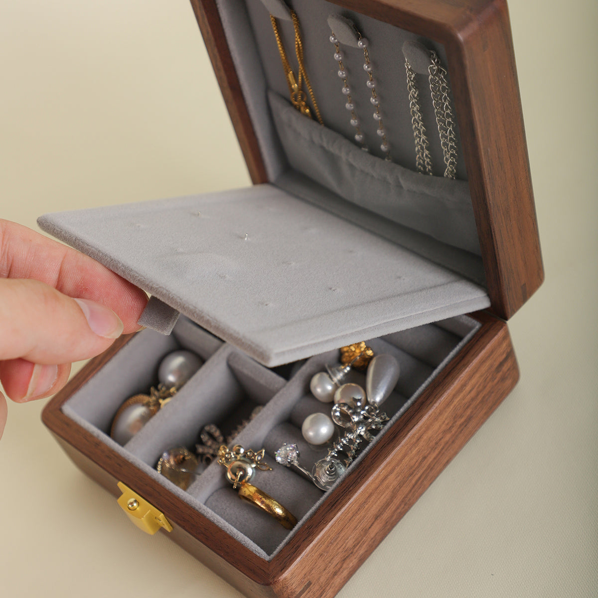 Square Gilded Wooden Jewelry Box