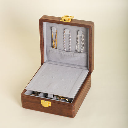 Square Gilded Wooden Jewelry Box