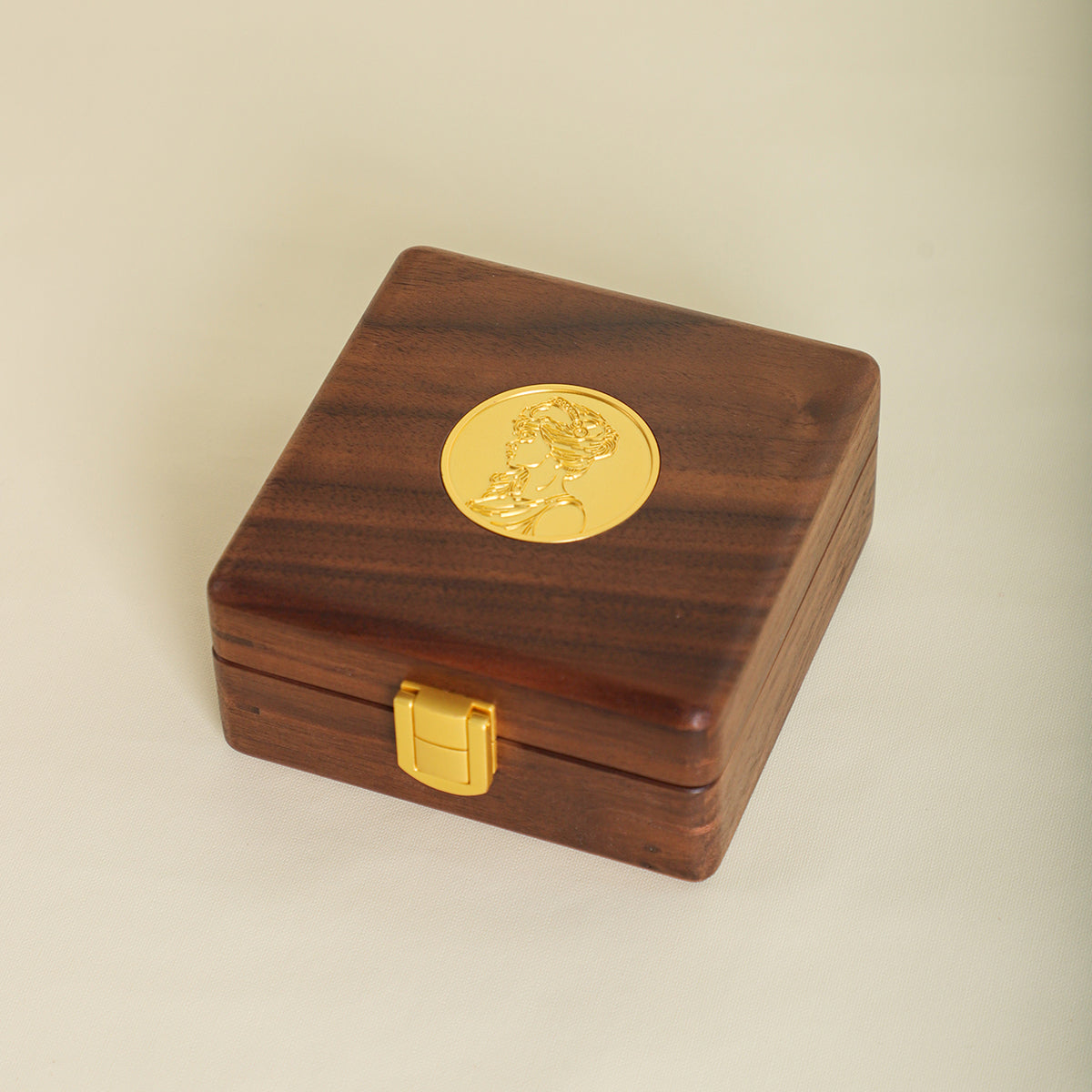 Square Gilded Wooden Jewelry Box