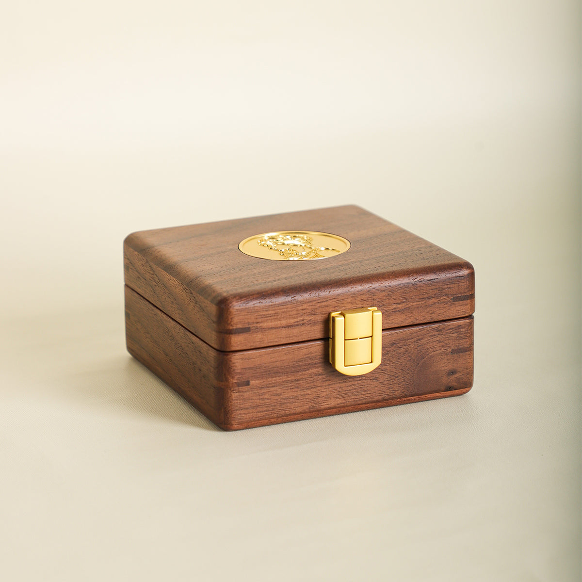 Square Gilded Wooden Jewelry Box