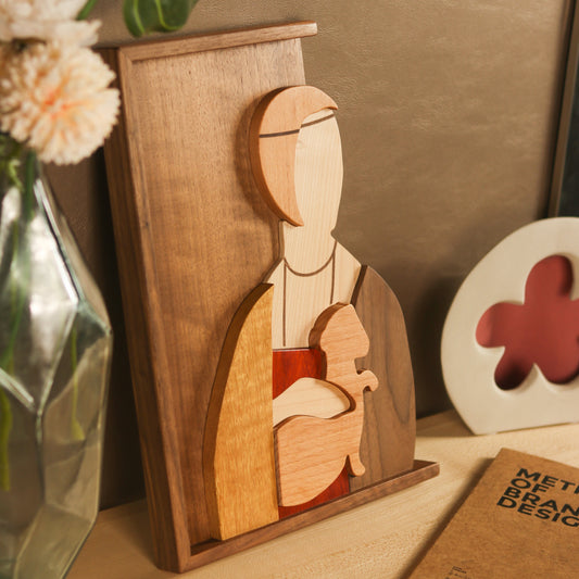 Woman Holding a Mouse Wooden Puzzle
