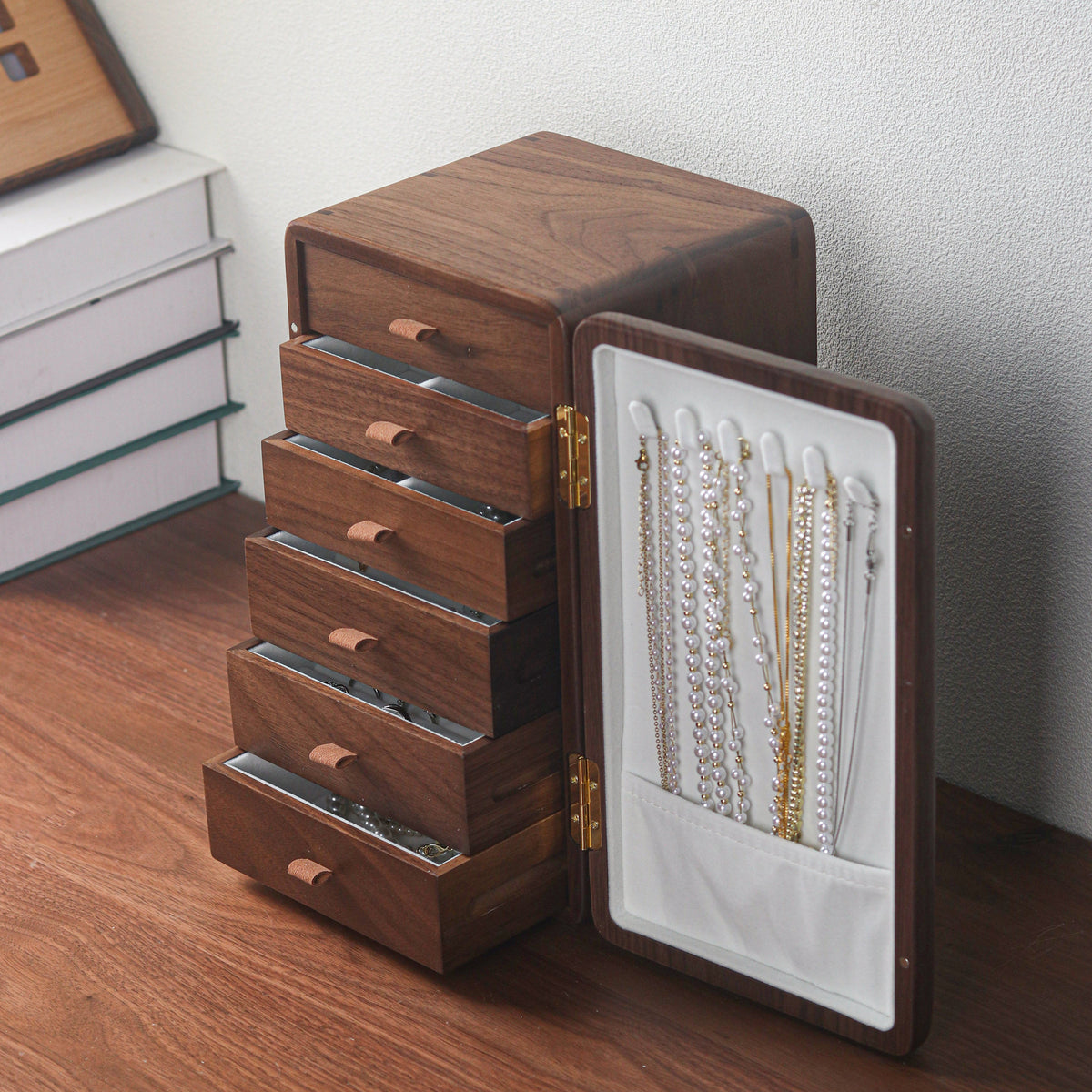 Wooden Jewelry Box with Cat Design