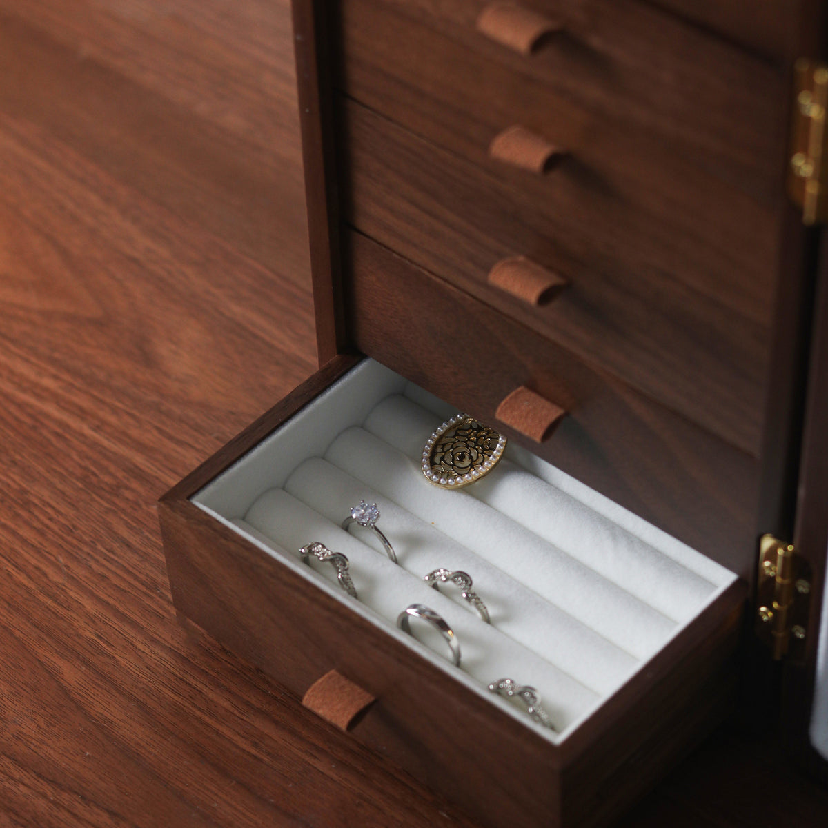Wooden Jewelry Box with Cat Design