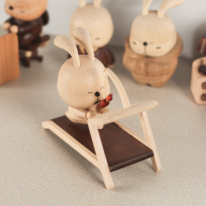 Wooden Rabbit Sports Figurine