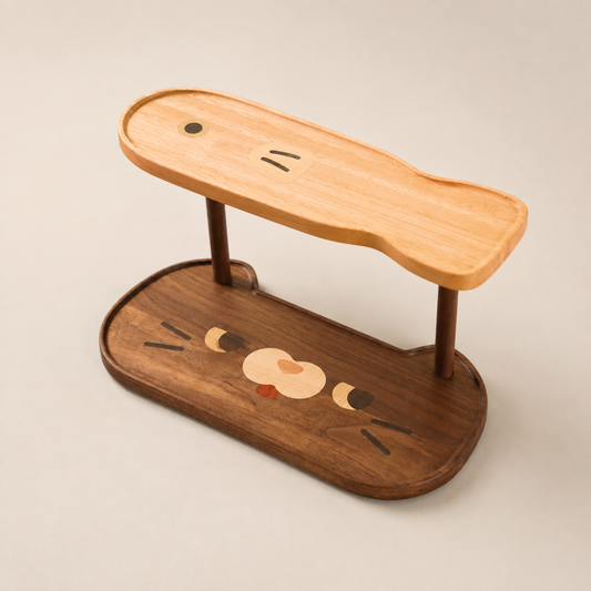 Wooden Storage Rack in the Shape of a Kitten