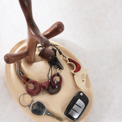 Wooden Tray with Tree Bud Design