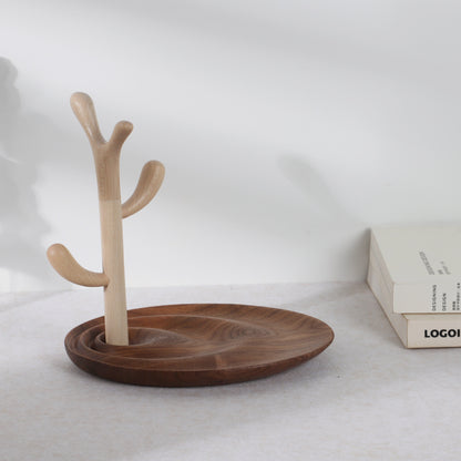 Wooden Tray with Tree Bud Design