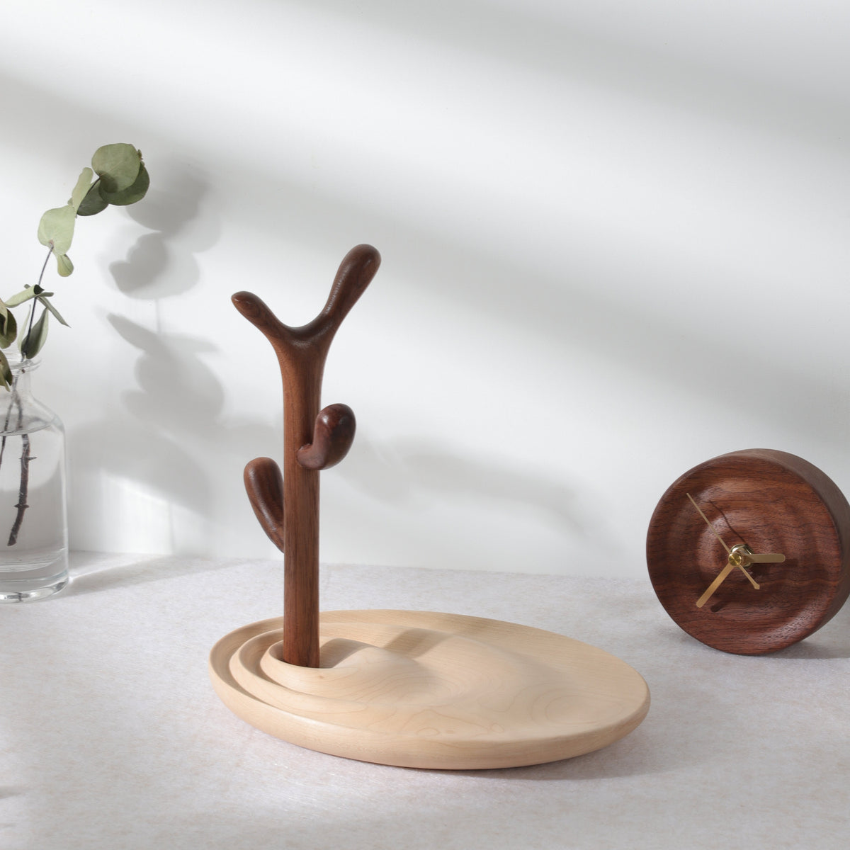 Wooden Tray with Tree Bud Design