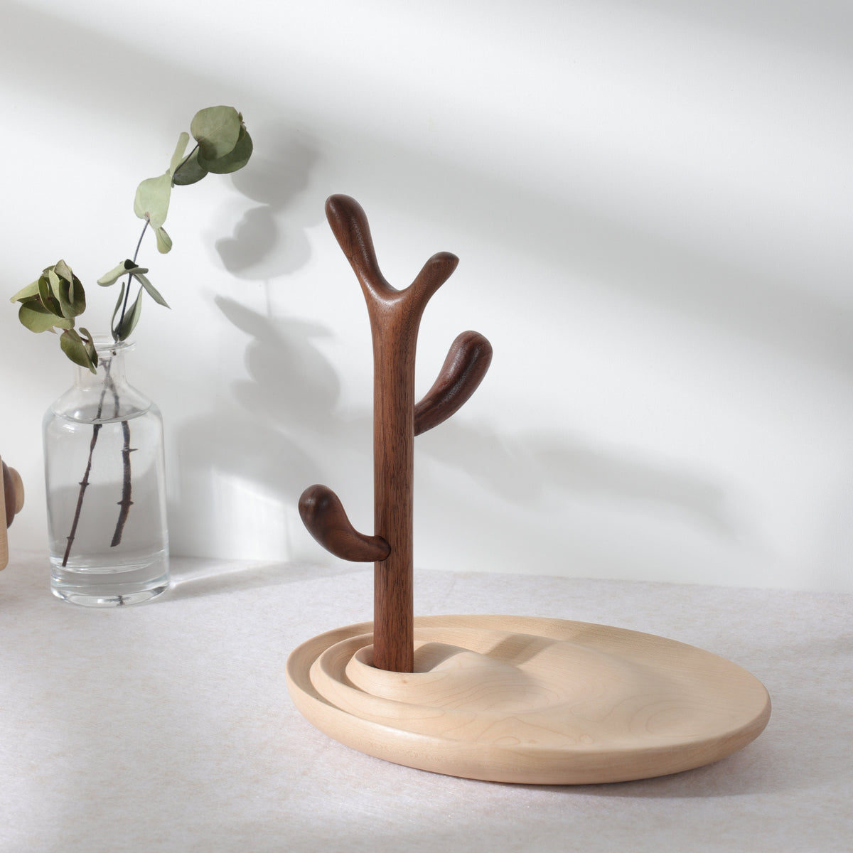 Wooden Tray with Tree Bud Design