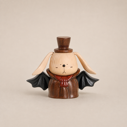Dark Fairy Tale Vampire Rabbit Solid Wood Ornament, Exclusive for Halloween