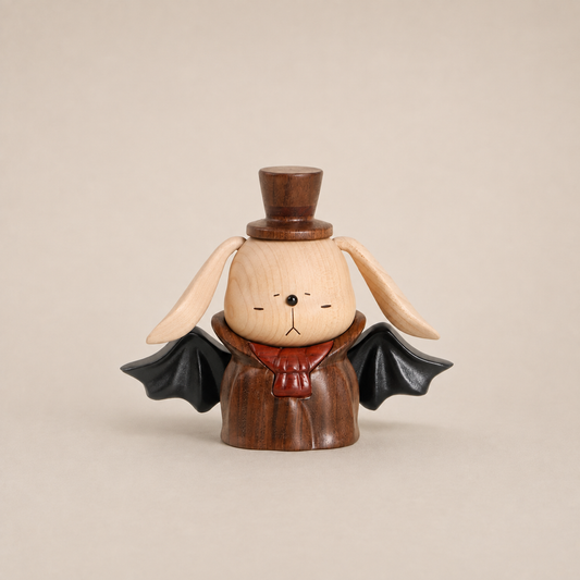 Dark Fairy Tale Vampire Rabbit Solid Wood Ornament, Exclusive for Halloween