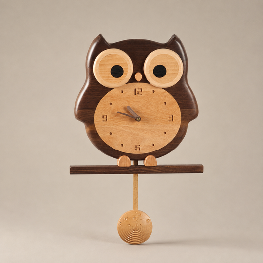 Owl-Themed Premium Wooden Wall Clock
