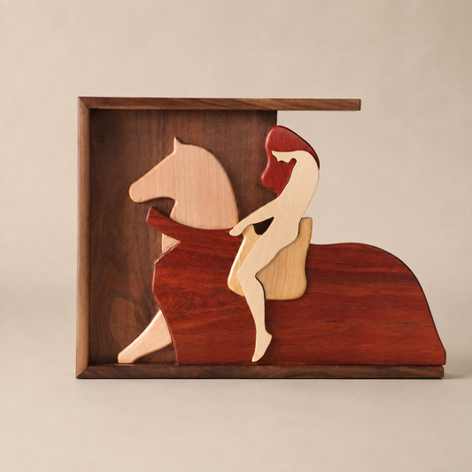 Wooden Puzzle Picture of a Lady on Horseback
