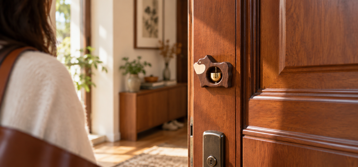 Solid Wood Dog-Shaped Doorbell — product detail