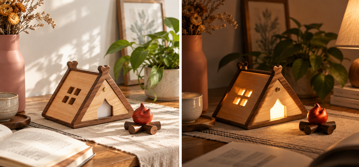 Holiday Starry Sky-Themed Wooden Night Light — product detail