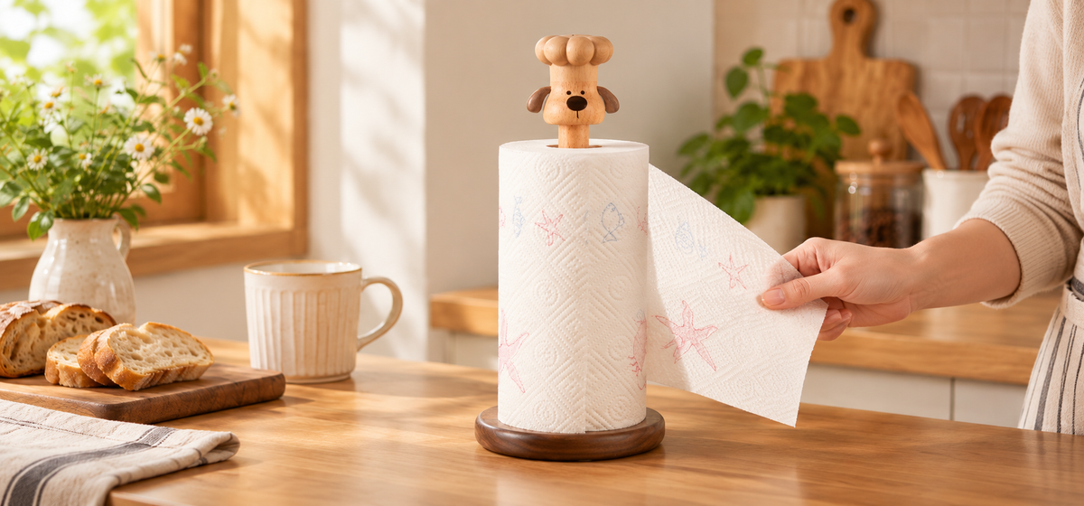 Hand-Carved Solid Wood Tissue Holder in the Shape of a Dog — product detail