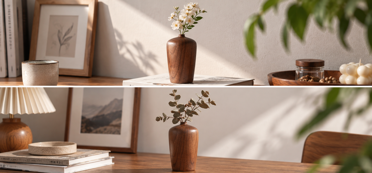 Minimalist Tall Wooden Vase — product detail